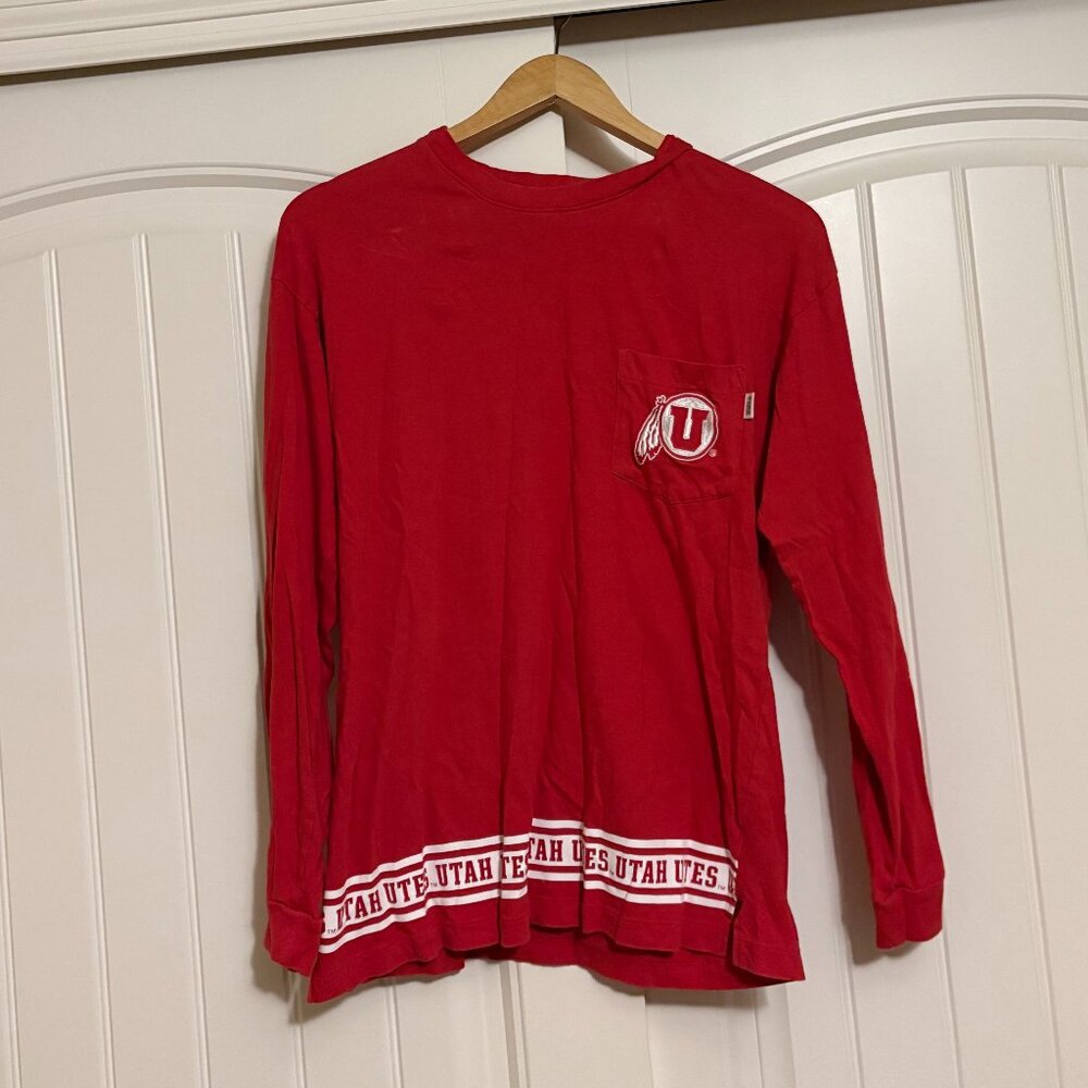 Utah Utes T Shirt Women's XS Xtra Small Victoria's Secret PINK Red Long Sleeve